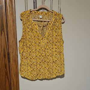 Old Navy Yellow Floral Tie-Neck Sleeveless Camisole